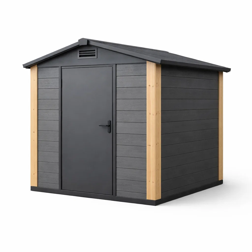 Abri de jardin en composite gris et bois avec toit à pignon-Cosy Cab Ine