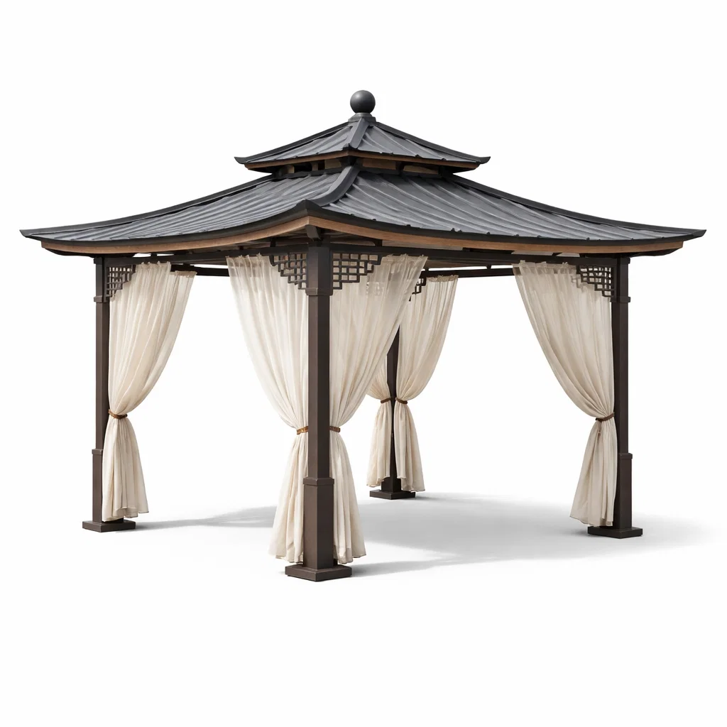 Pavillon de jardin en métal avec rideaux en polyester-Cosy Cab Ine