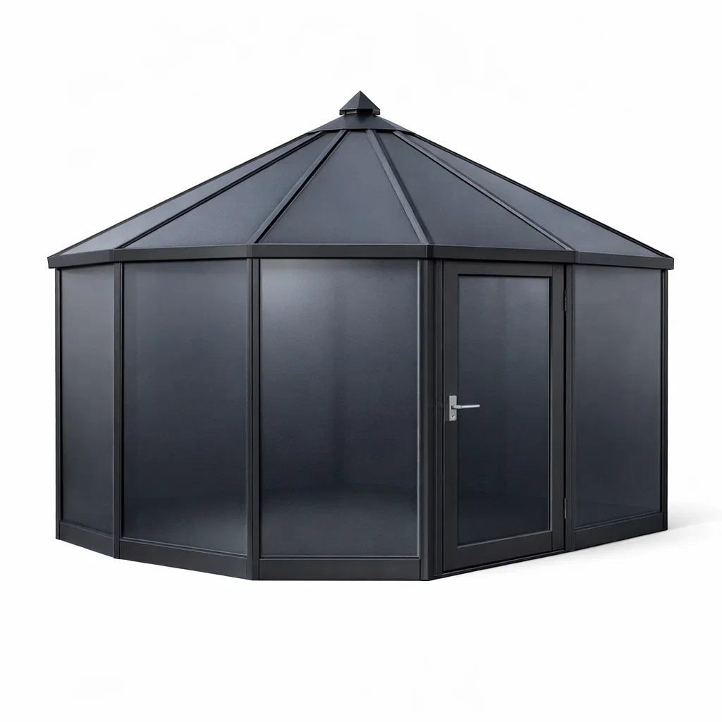 Serre hexagonale en aluminium et verre anthracite-Cosy Cab Ine