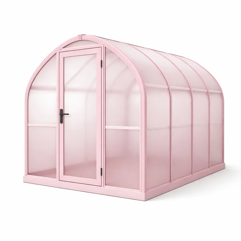 Serre en polycarbonate et aluminium rose-Cosy Cab Ine