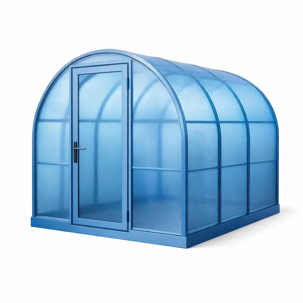 Serre de jardin en polycarbonate bleu avec structure en aluminium-Cosy Cab Ine