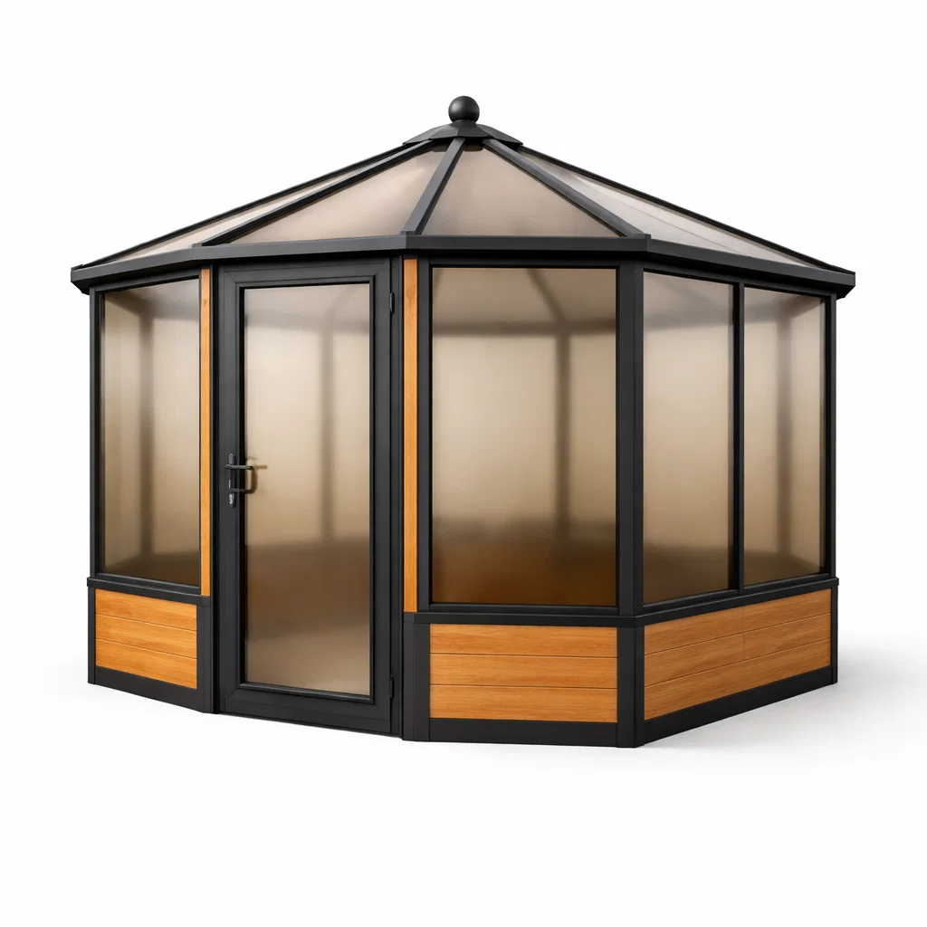 Serre octogonale en acier et polycarbonate-Cosy Cab Ine
