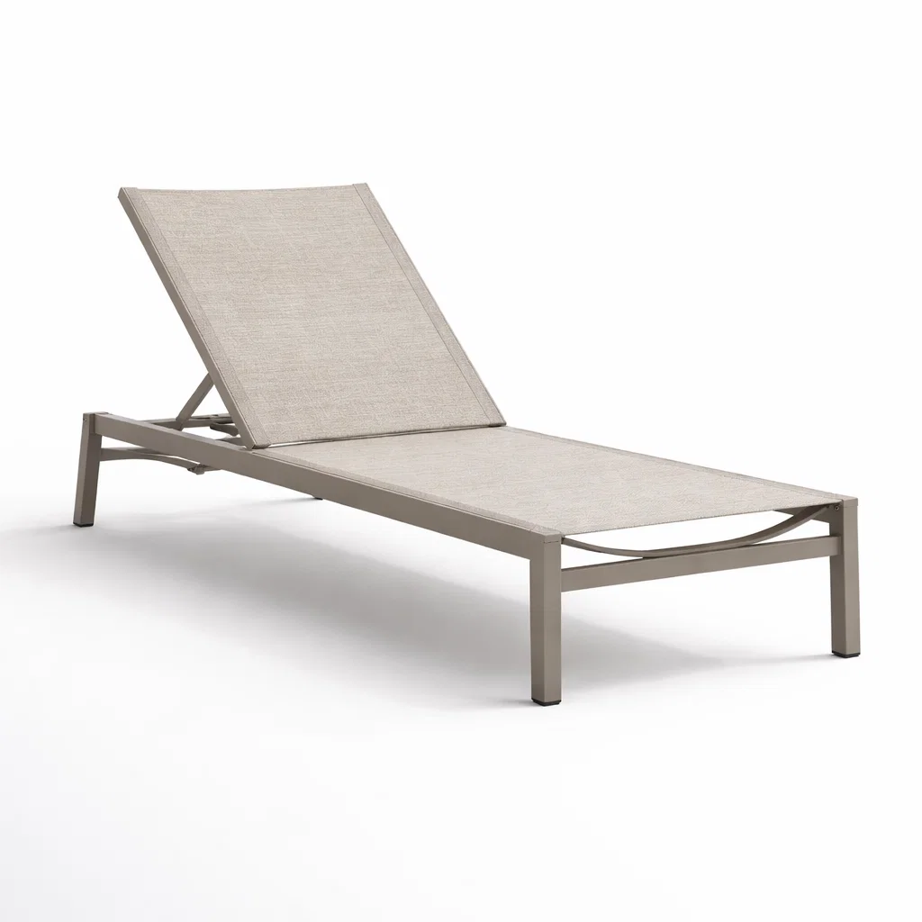 Chaise longue extérieure réglable en aluminium et textilène beige-Cosy Cab Ine