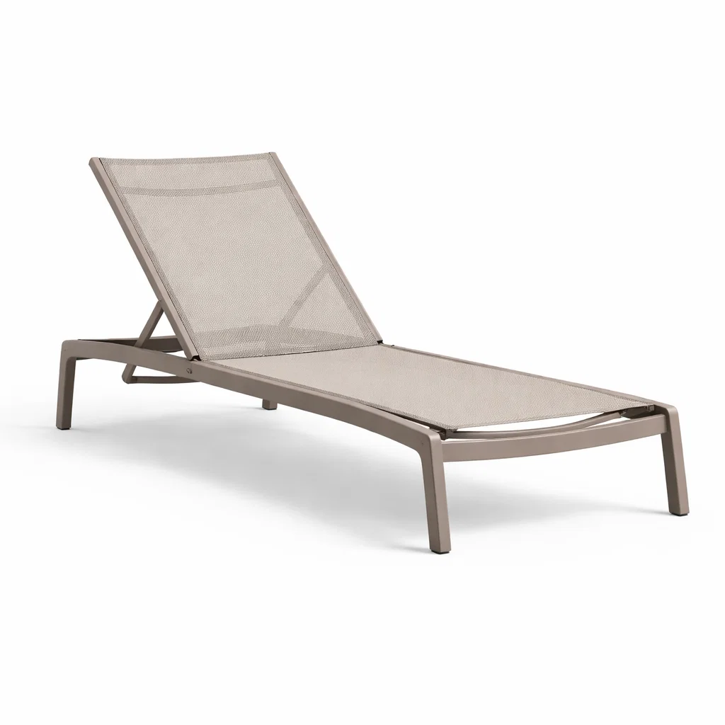 Chaise longue de jardin en aluminium taupe-Cosy Cab Ine
