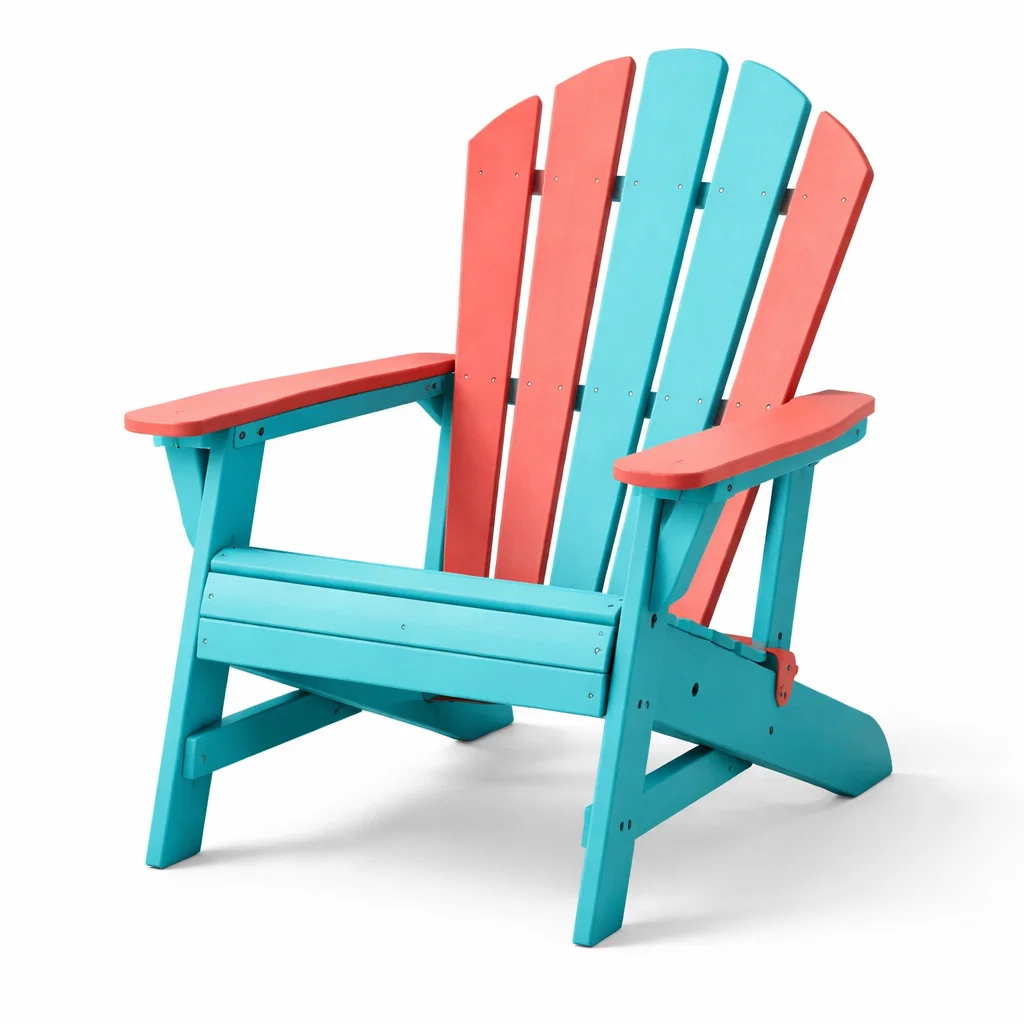 Chaise Adirondack en bois bleu et rouge-Cosy Cab Ine
