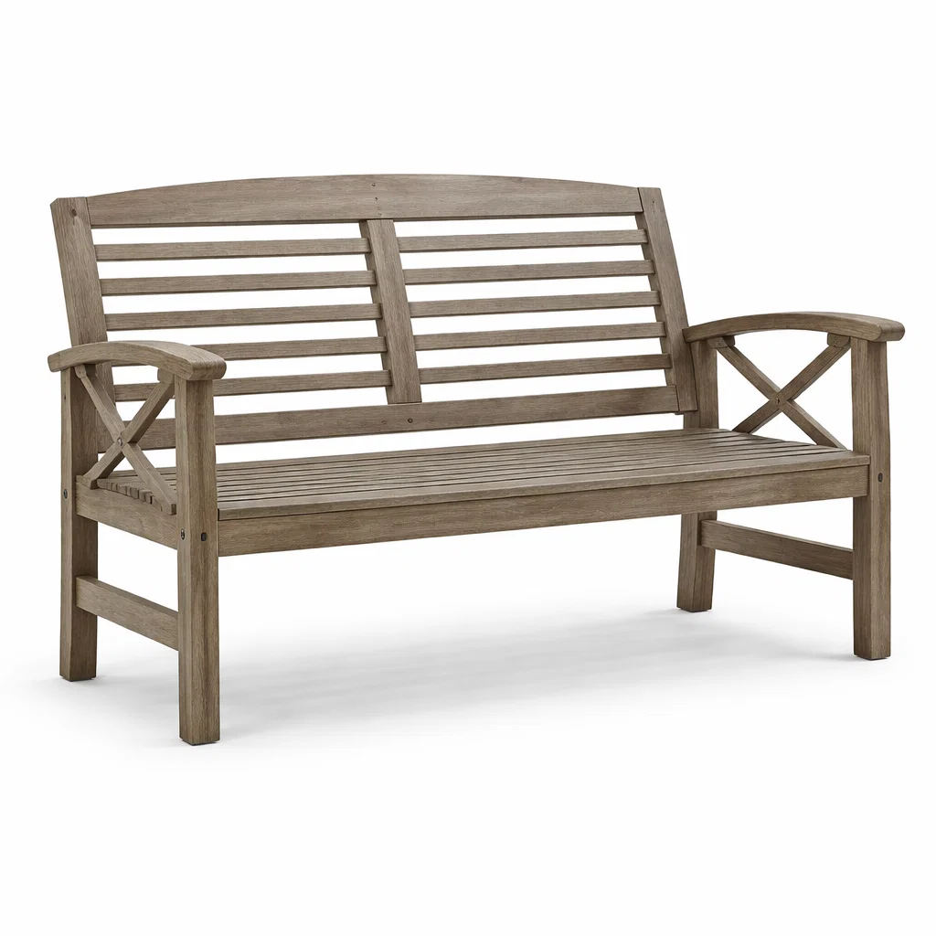 Banc de jardin en bois avec accoudoirs croisés-Cosy Cab Ine