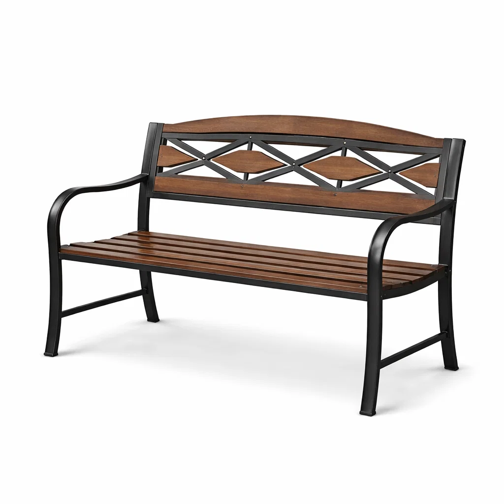 Banc en bois et métal noir-Cosy Cab Ine