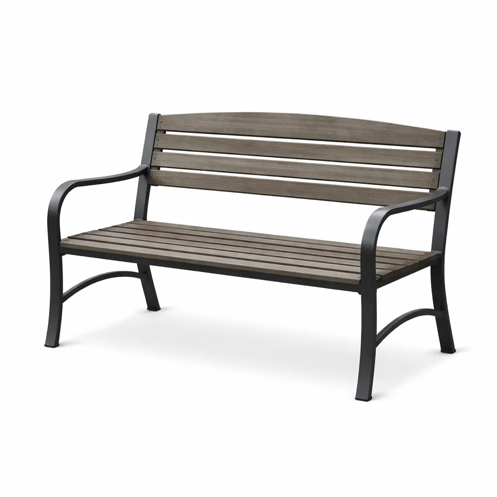 Banc de jardin en bois composite et métal gris-Cosy Cab Ine