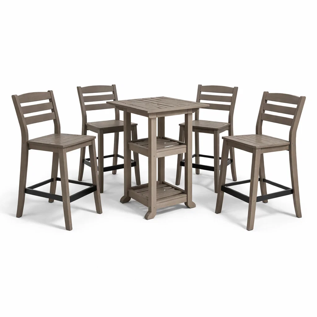Ensemble de bar avec table haute et chaises en bois marron-Cosy Cab Ine