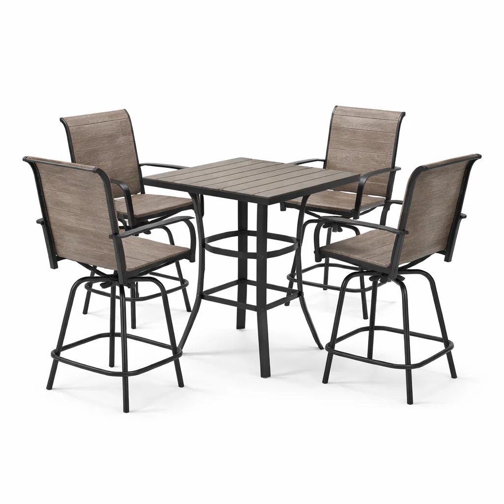 Ensemble de bar de jardin en métal et polywood marron et noir-Cosy Cab Ine