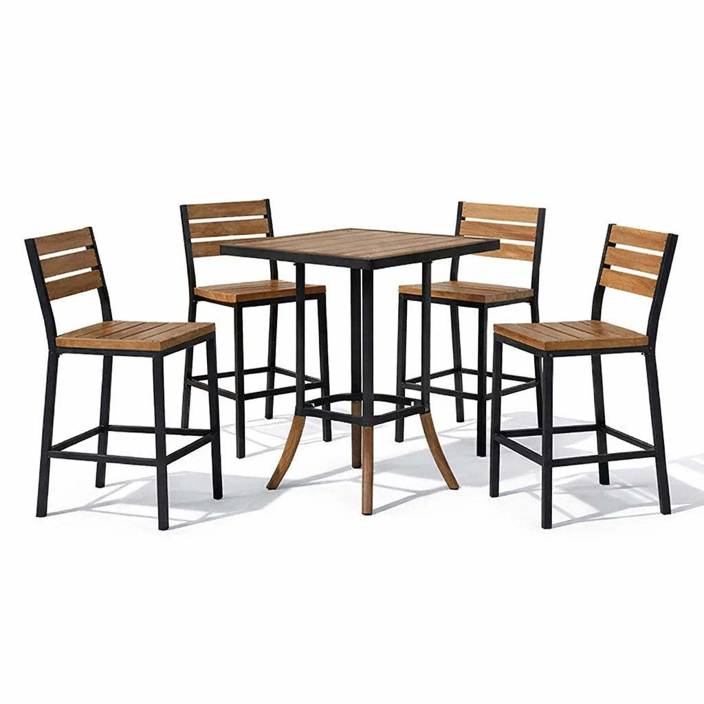 Ensemble de bar avec table haute et chaises en bois et métal pour extérieur-Cosy Cab Ine