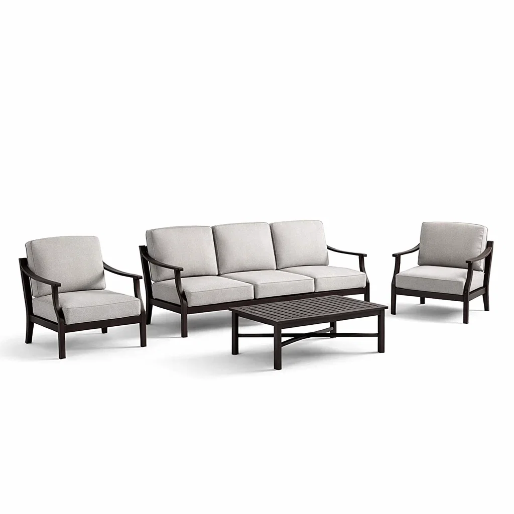 Ensemble de canapés d’extérieur en bois avec coussins gris-Cosy Cab Ine