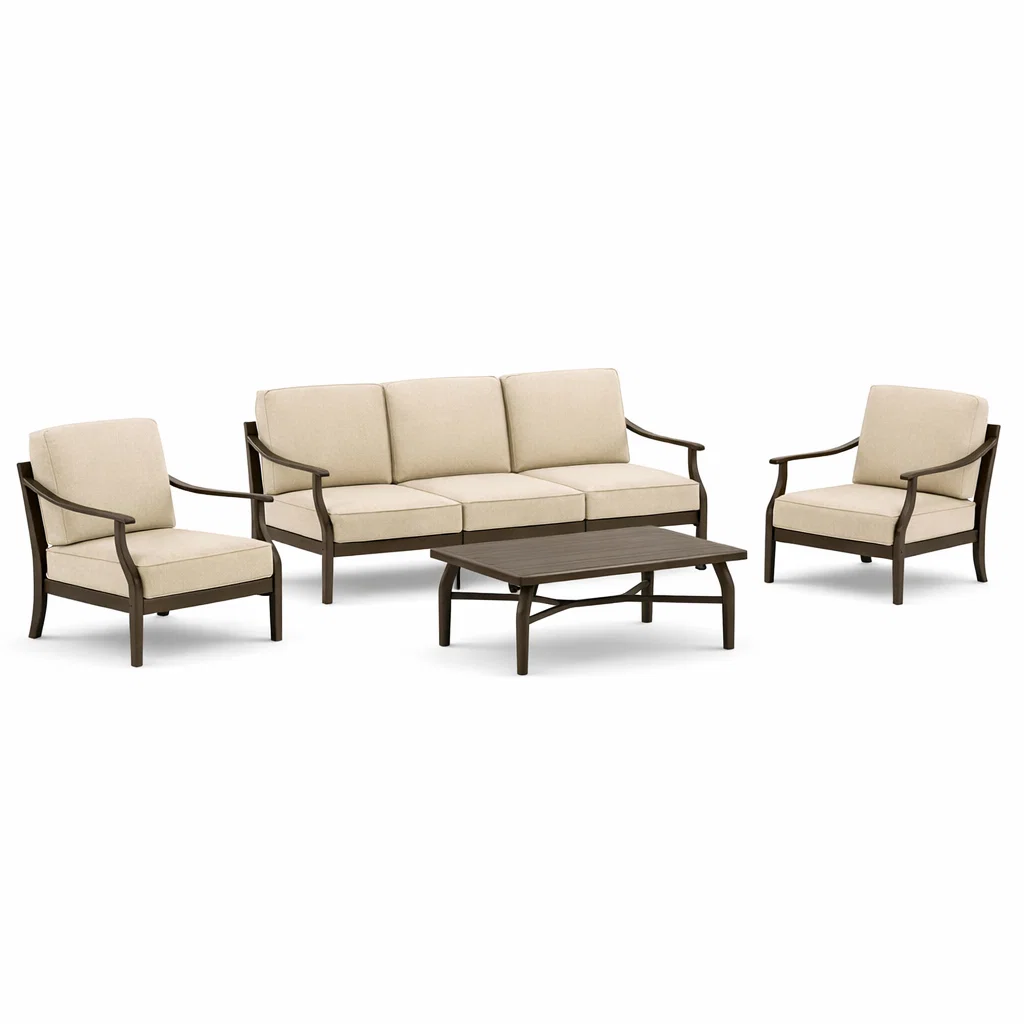 Ensemble de canapés d’extérieur en aluminium avec coussins en tissu-Cosy Cab Ine