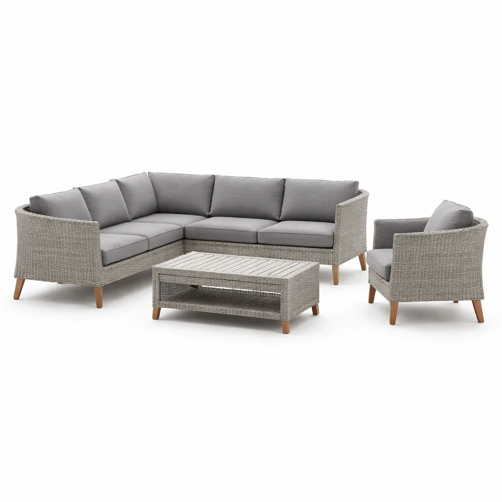 Ensemble de canapés de jardin en osier gris avec coussins-Cosy Cab Ine