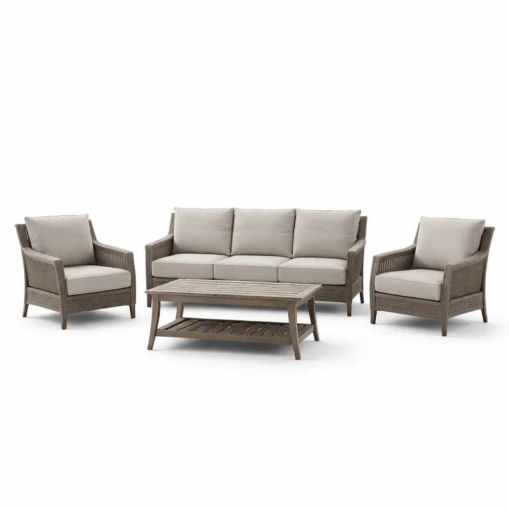 Ensemble de canapés de jardin en rotin avec coussins gris-Cosy Cab Ine