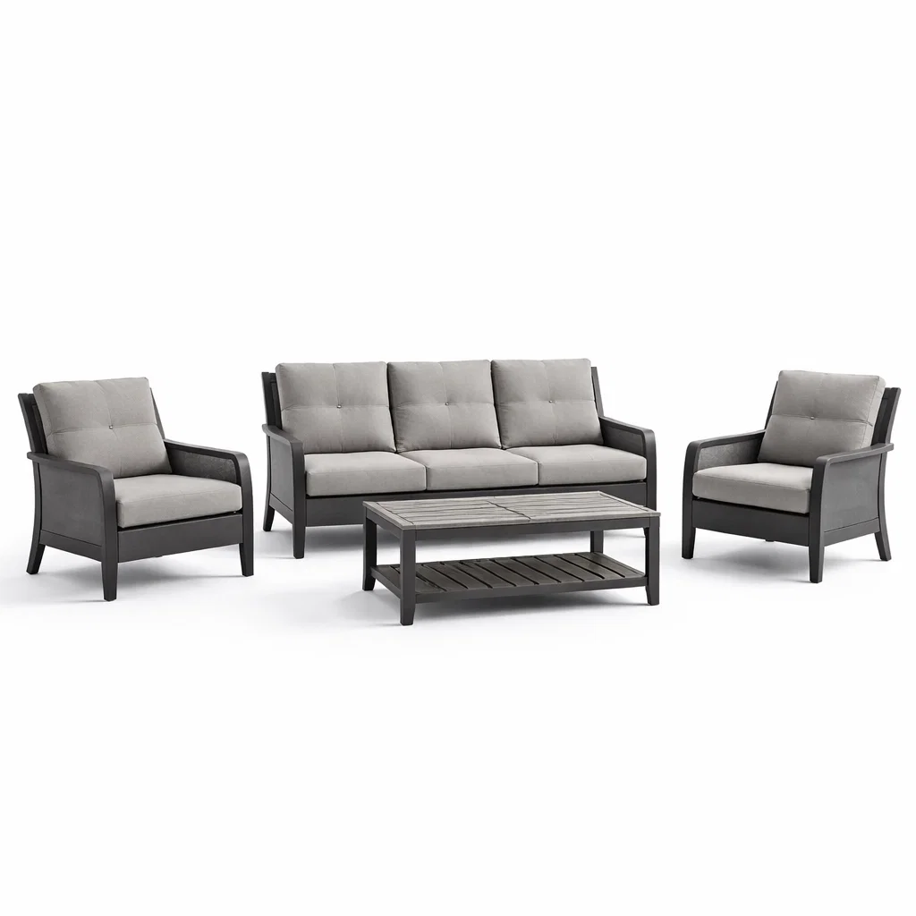 Ensemble de canapés d’extérieur en aluminium avec coussins gris-Cosy Cab Ine