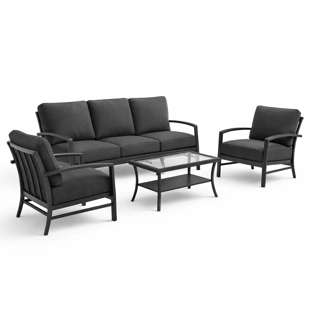 Ensemble de canapés de jardin en aluminium et polyester anthracite-Cosy Cab Ine