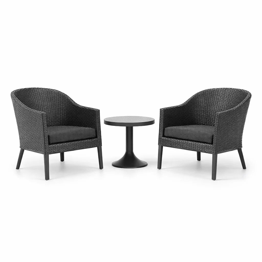 Ensemble de détente en résine tressée avec table ronde-Cosy Cab Ine