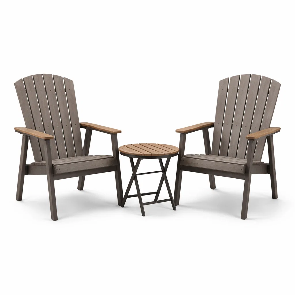 Ensemble de détente avec chaises en bois composite et table ronde-Cosy Cab Ine