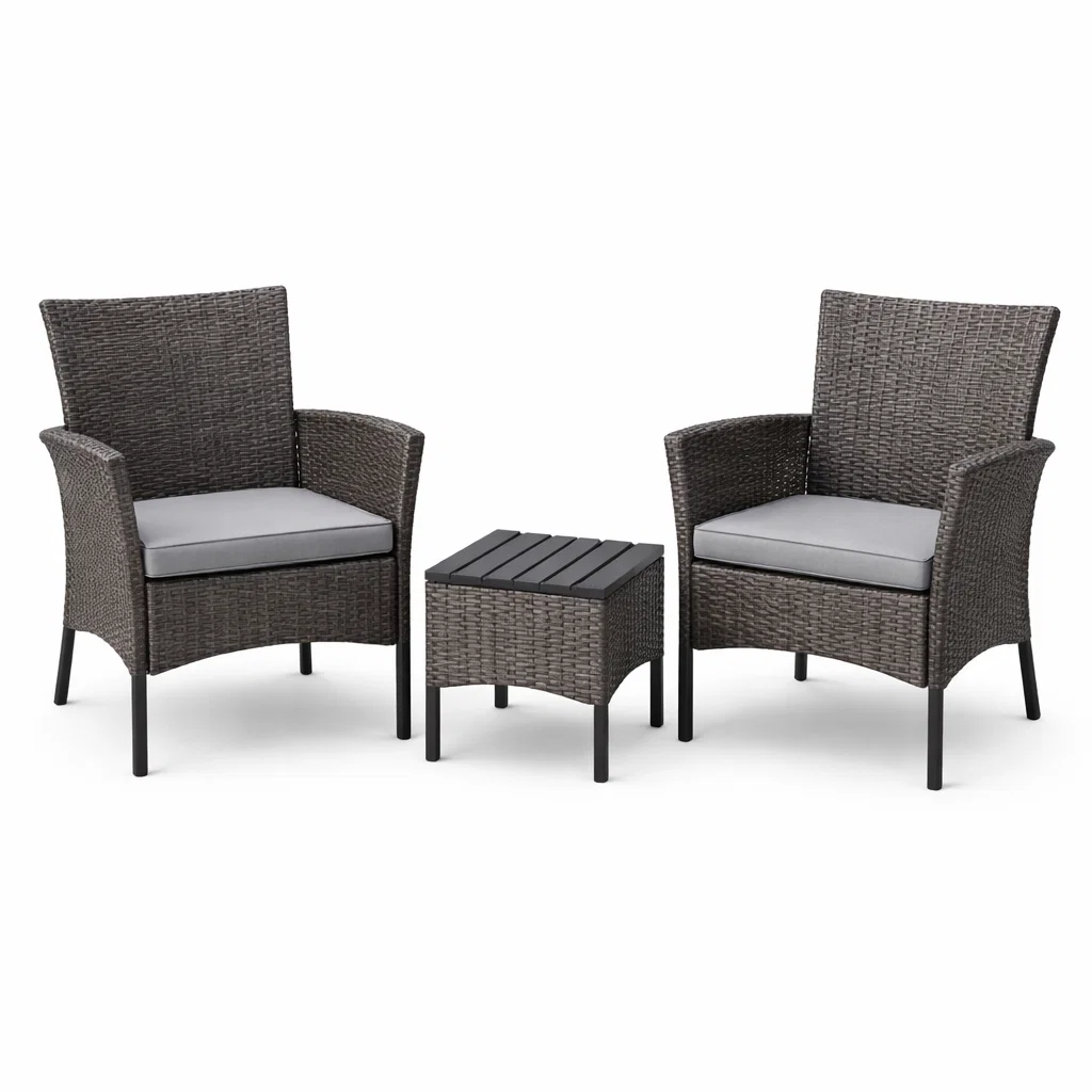 Ensemble de détente de jardin en résine tressée avec coussins gris-Cosy Cab Ine