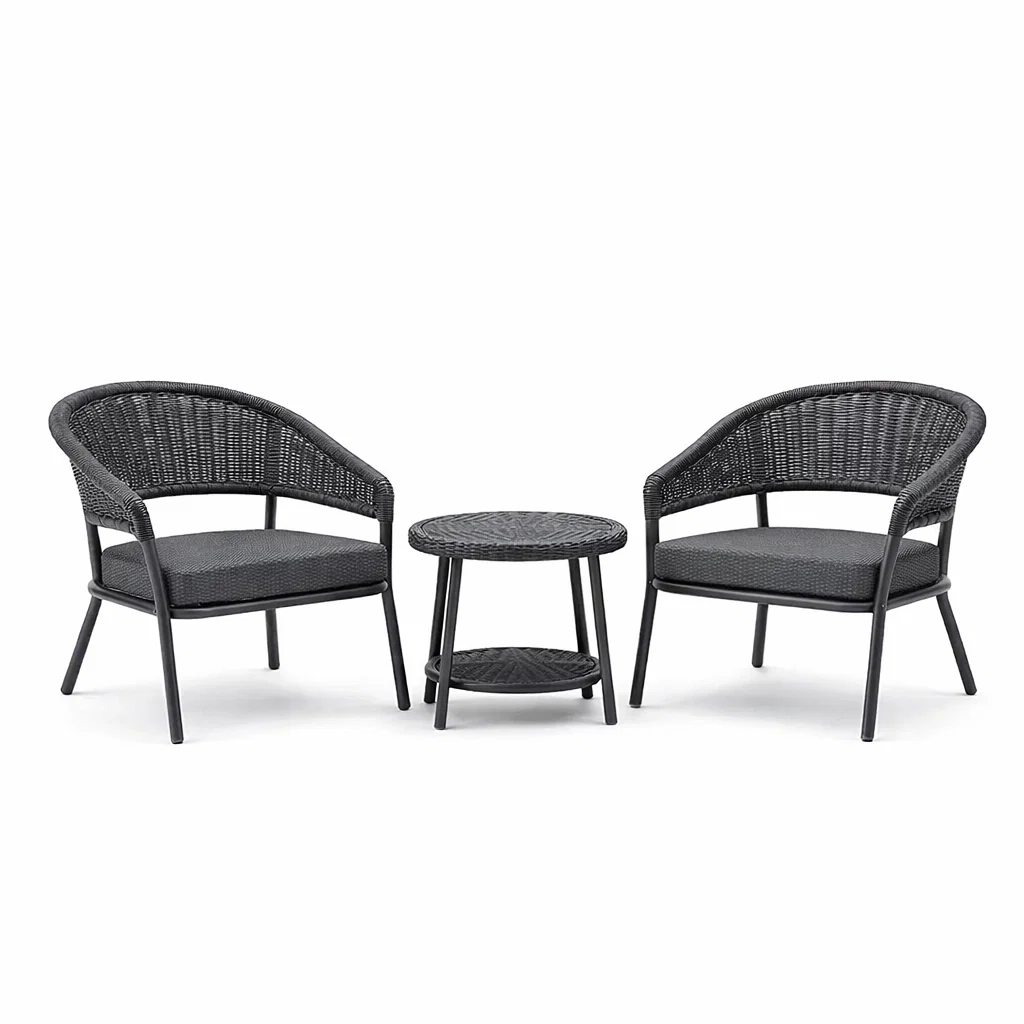 Ensemble de détente de jardin en rotin noir avec coussins-Cosy Cab Ine