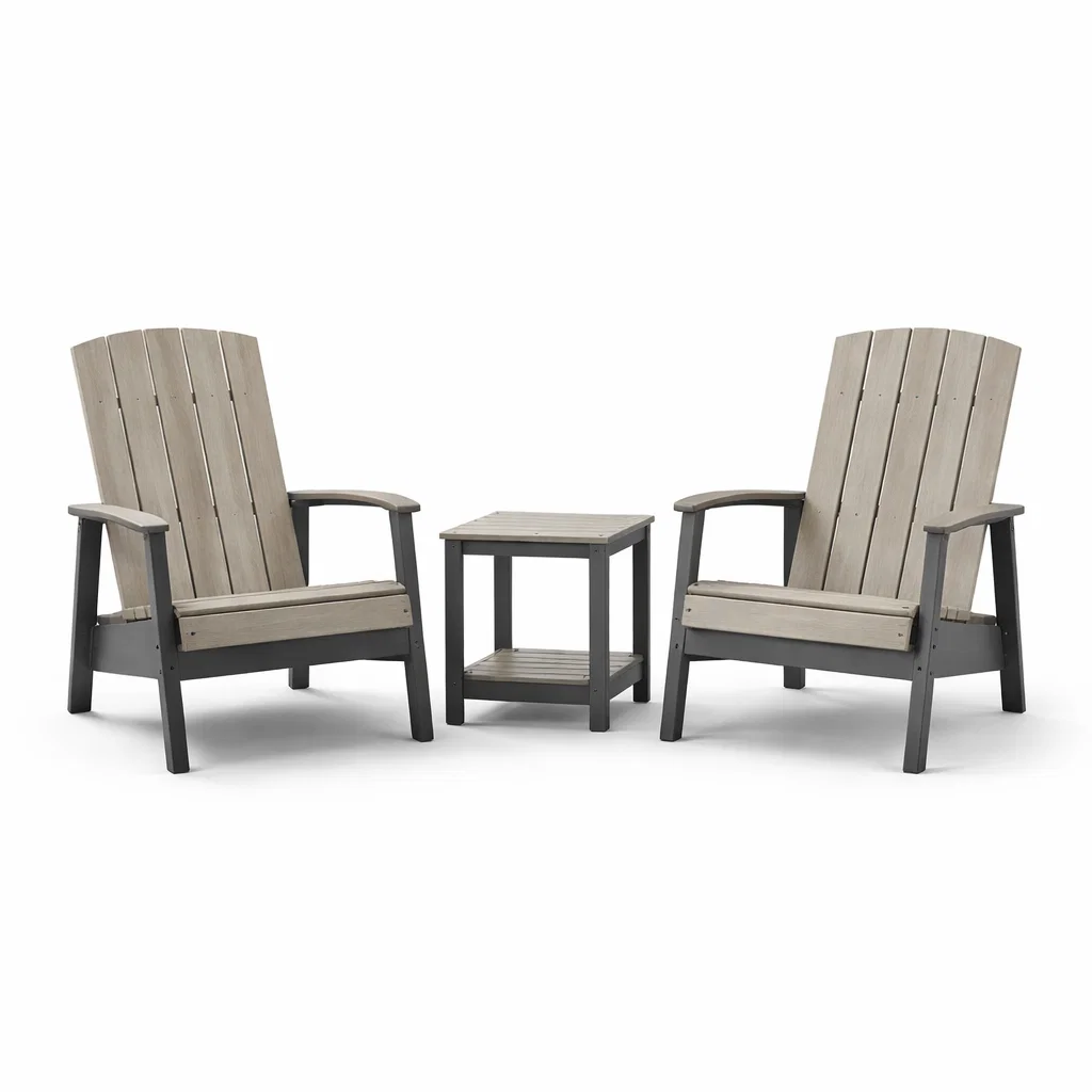 Ensemble de détente Adirondack en bois composite et plastique gris-Cosy Cab Ine