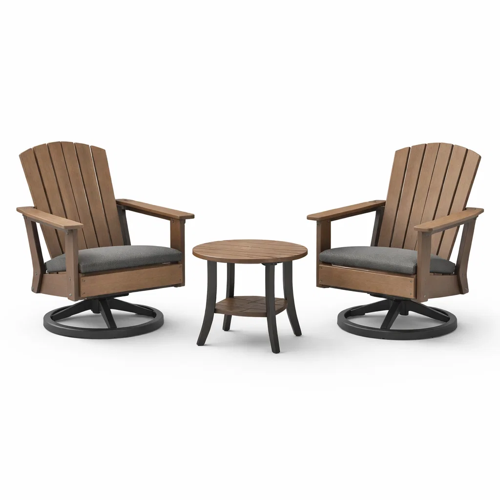 Ensemble de détente de jardin en bois et métal avec table ronde-Cosy Cab Ine