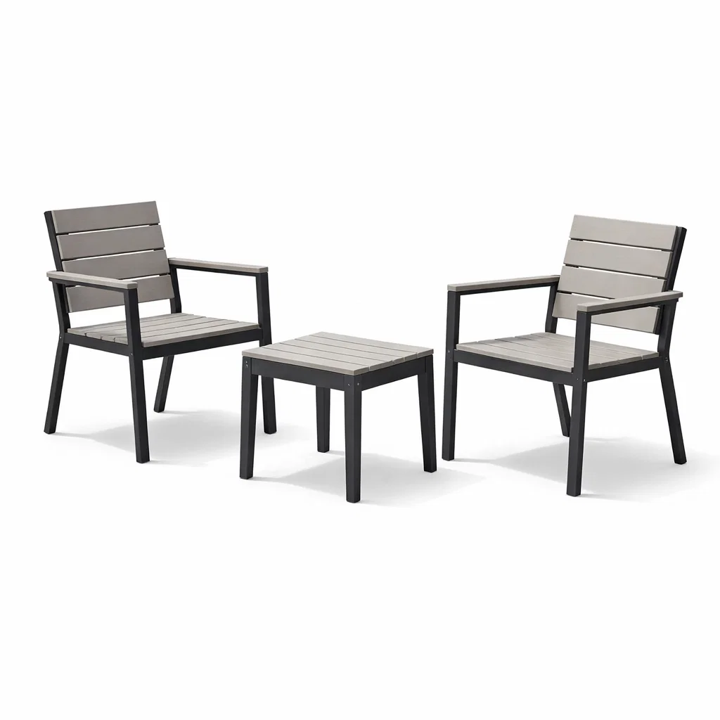 Ensemble de détente de jardin en aluminium et bois composite gris-Cosy Cab Ine