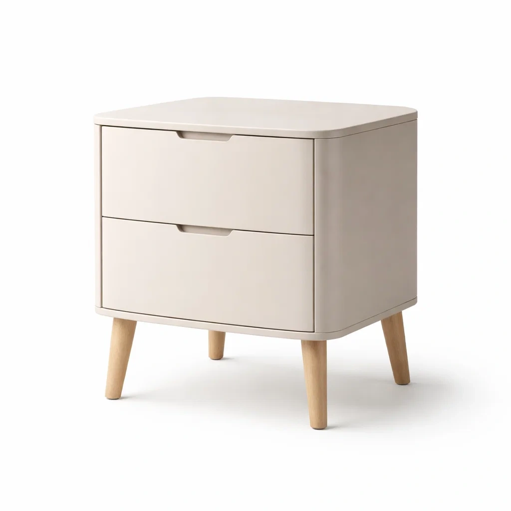 MDF Beige Table de chevet avec 2 Tiroirs-FUR NICA SAE