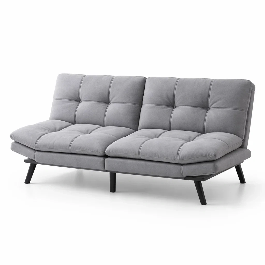 Canapé convertible en tissu gris-PURESHACKZZ