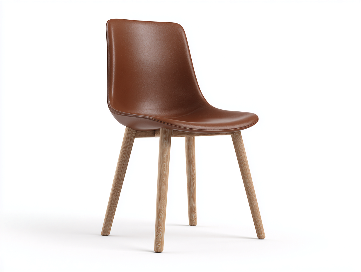 Chaise de salle à manger cuir synthétique marron pieds bois 48x55x82 cm - Design contemporain-Cozymynest