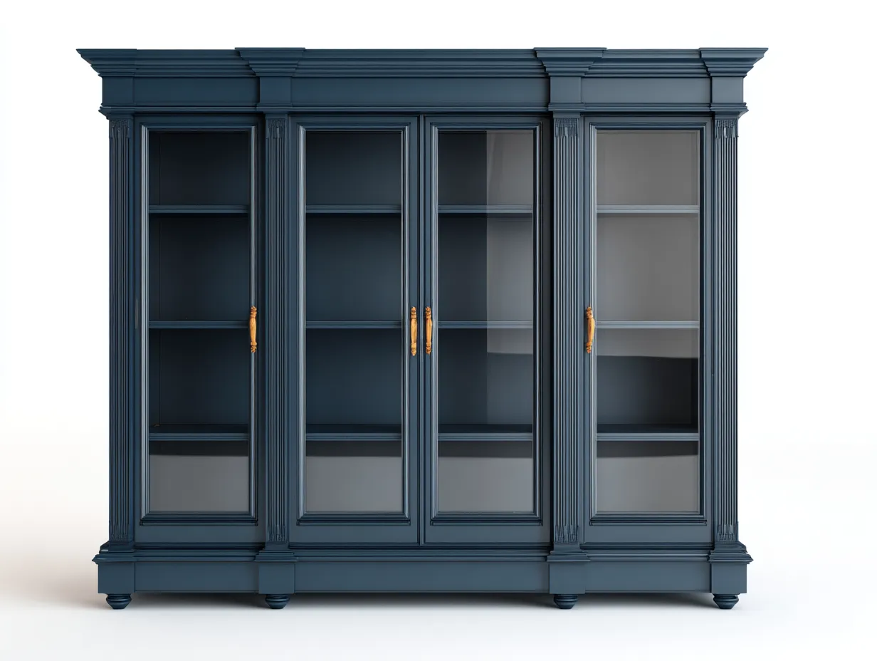 Vitrine avec portes vitrées et structure élégante 180x45x200 cm - bleu foncé - style classique-Cozymynest