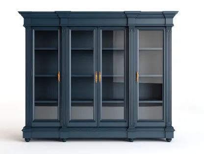 Vitrine avec portes vitrées et structure élégante 180x45x200 cm - bleu foncé - style classique-Cozymynest
