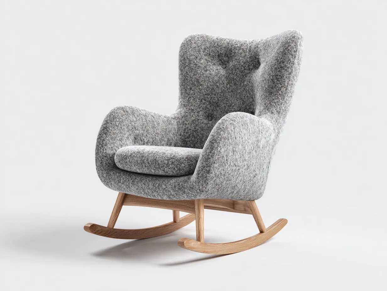 Fauteuil à bascule tissu rembourré 75x85x105 cm - Gris - Style scandinave-Cozymynest