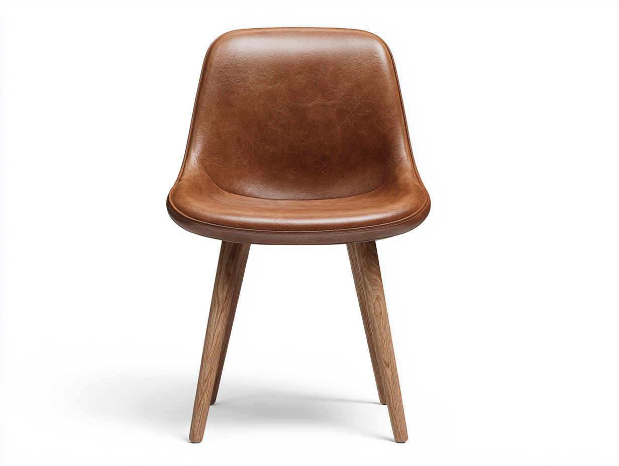 Chaise de salle à manger en bois et revêtement synthétique 48x52x80 cm - marron - assise intérieure au design épuré-Cozymynest