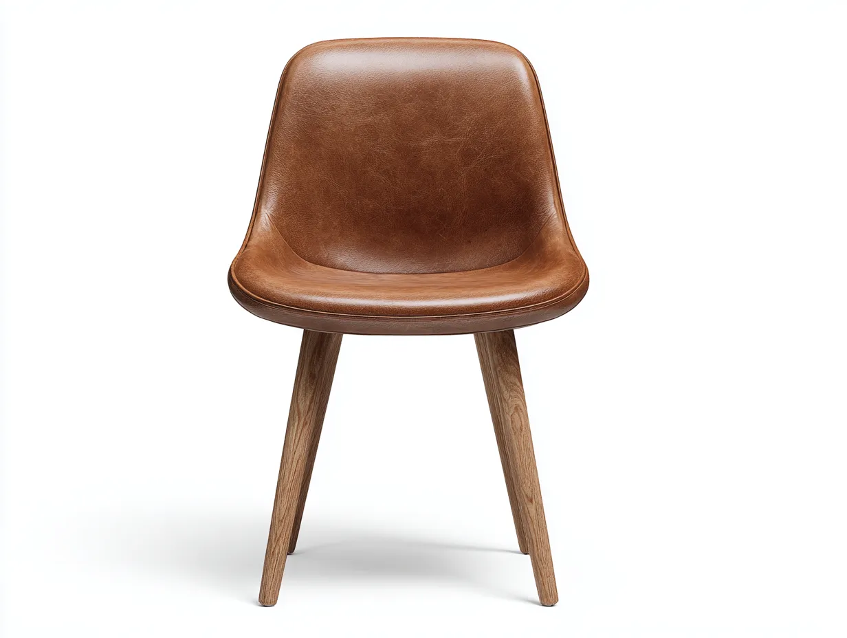 Chaise de salle à manger en bois et revêtement synthétique 48x52x80 cm - marron - assise intérieure au design épuré-Cozymynest