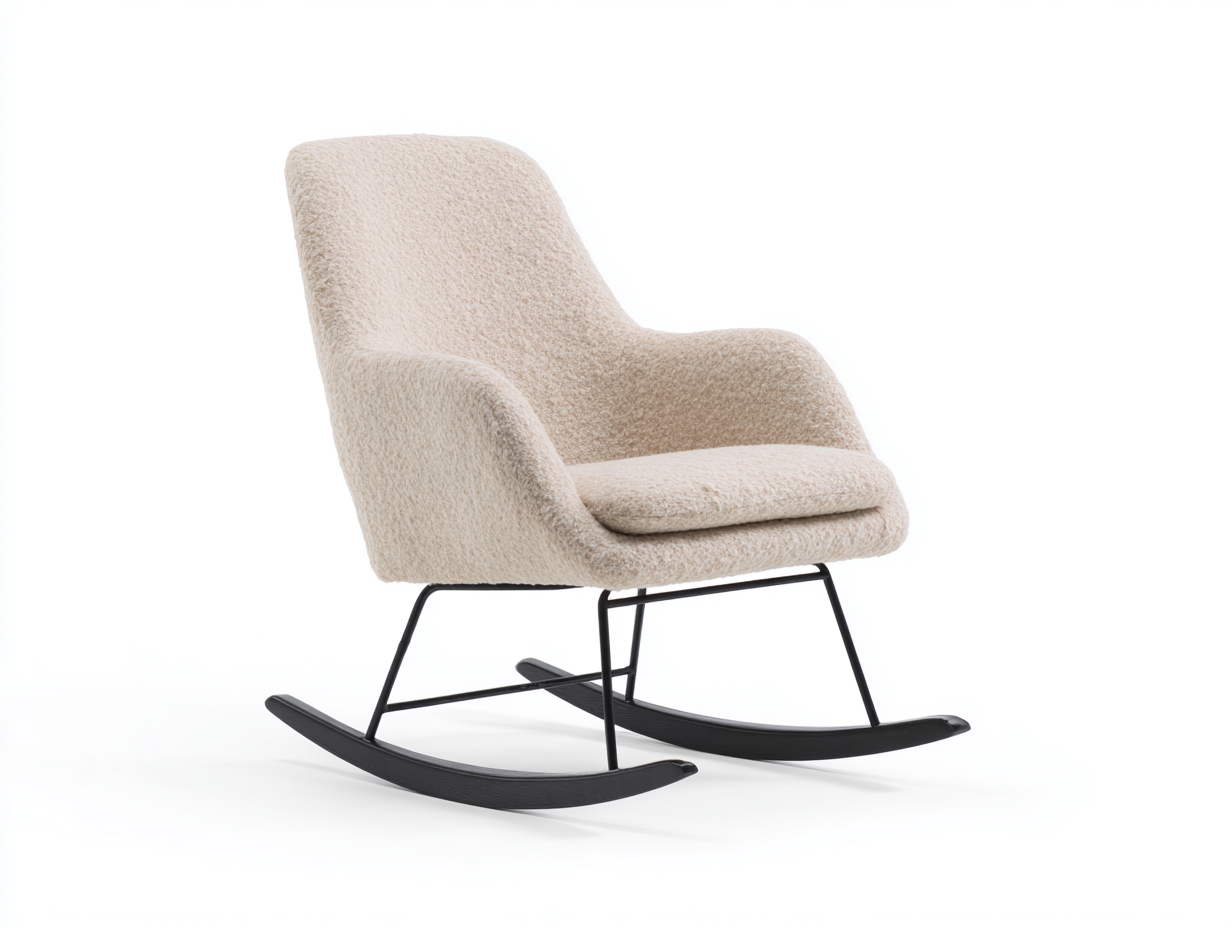 Fauteuil à bascule en tissu et métal 75x90x95 cm - beige - fauteuil intérieur à mouvement de balancement confortable-Cozymynest