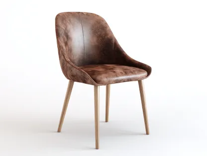 Chaise de salle à manger en cuir synthétique et bois 54x56x83 cm - Marron foncé - Style contemporain épuré-Cozymynest
