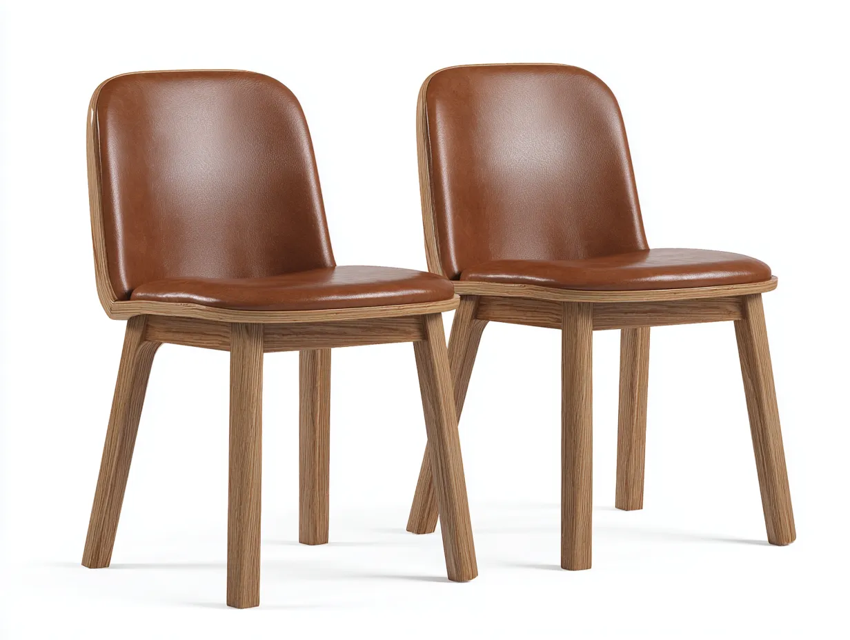 Chaise de salle à manger 45x50x80 cm - bois et similicuir marron - style contemporain-Cozymynest