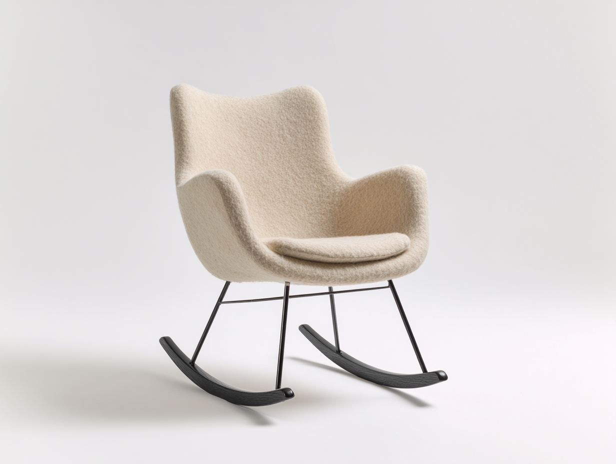 Fauteuil à bascule tissu rembourré 72x80x100 cm - Beige - Style contemporain-Cozymynest