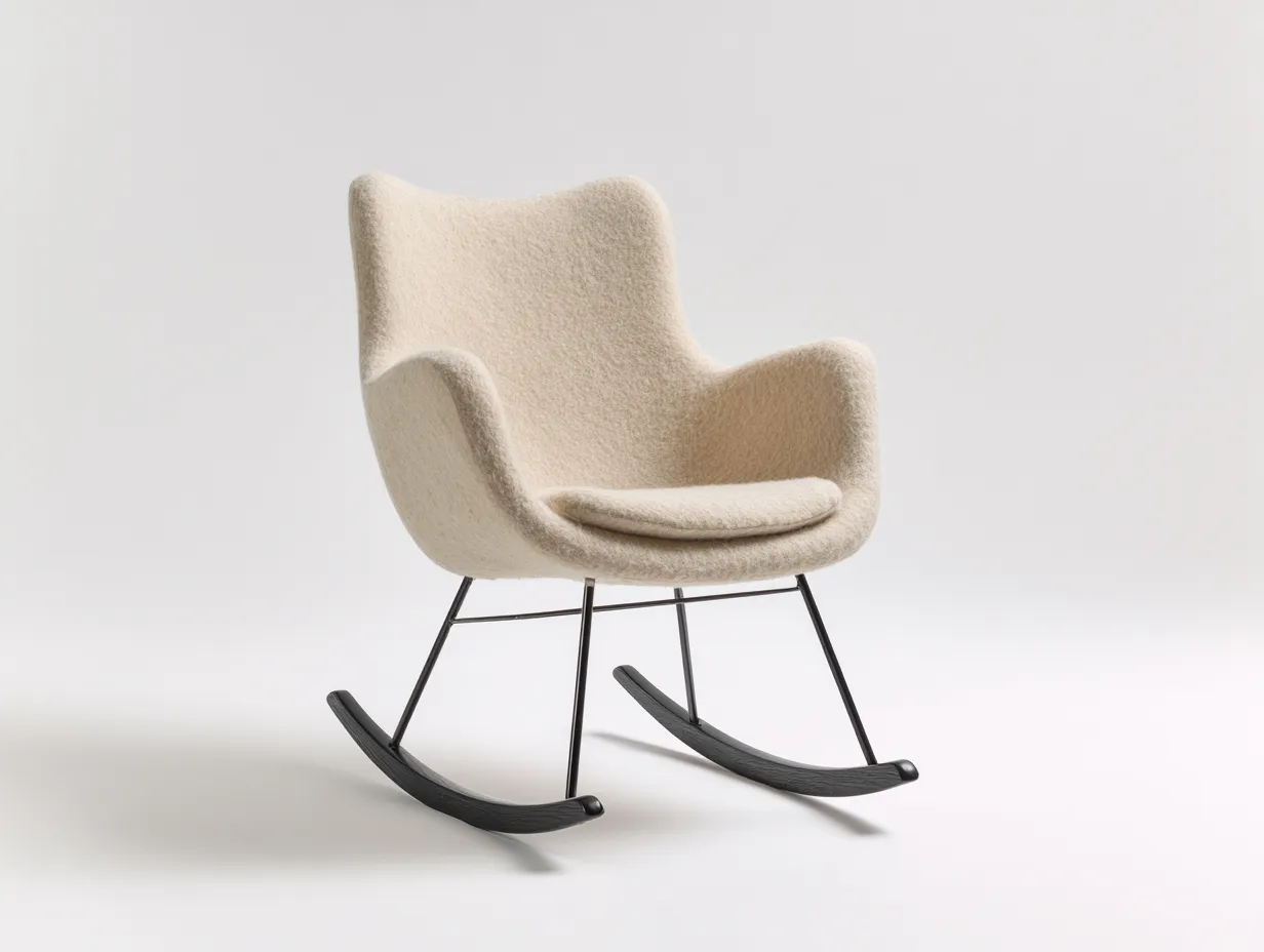 Fauteuil à bascule tissu rembourré 72x80x100 cm - Beige - Style contemporain-Cozymynest