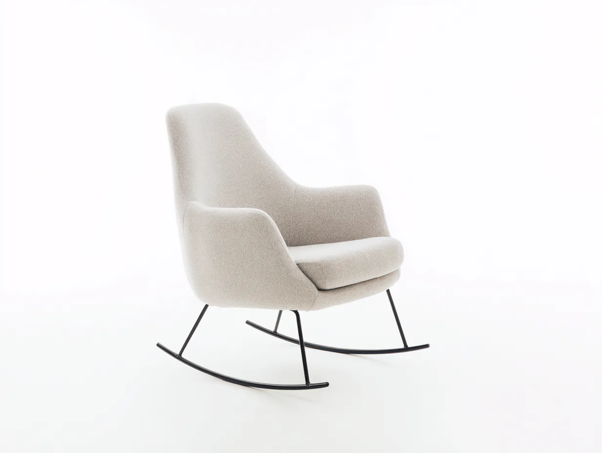 Fauteuil à bascule tissu rembourré 70x78x98 cm - Beige - Design moderne-Cozymynest