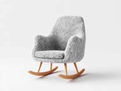 Fauteuil à bascule 78x85x95 cm - tissu gris clair et bois naturel - style nordique-Cozymynest