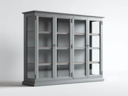 Vitrine 200x45x200 cm - bois et verre gris - style contemporain-Cozymynest