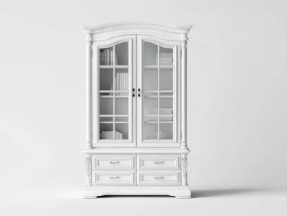 Vitrine en bois et verre 100x45x200 cm - Blanc - Style classique élégant-Cozymynest