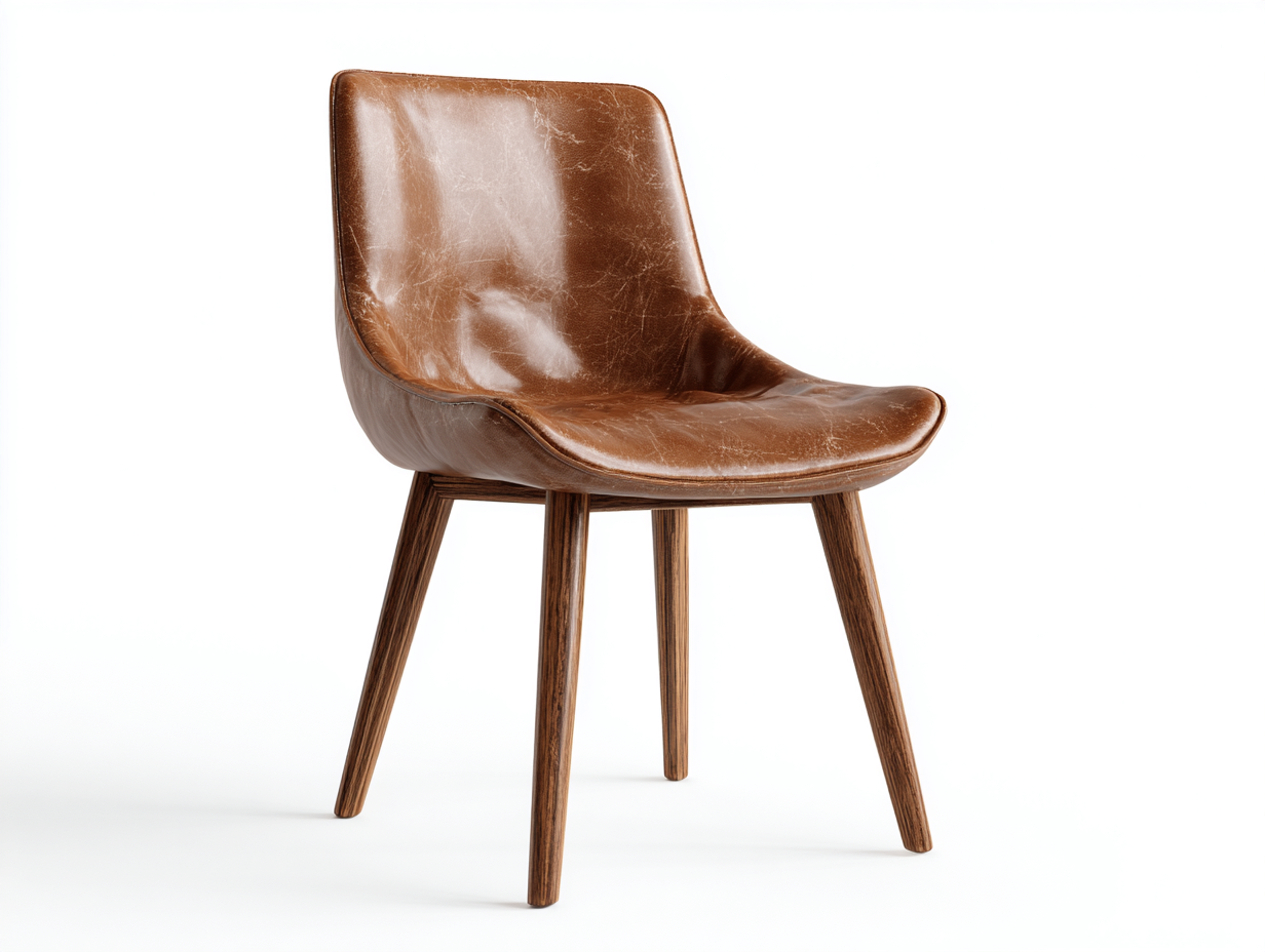 Chaise de salle à manger 46x52x82 cm - bois et similicuir marron - design moderne-Cozymynest