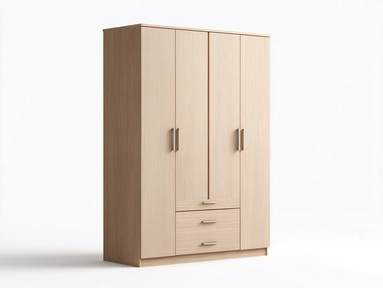 Armadio a 4 ante-legno-165x56x192 cm-rovere chiaro-stile moderno-Pinegetbase