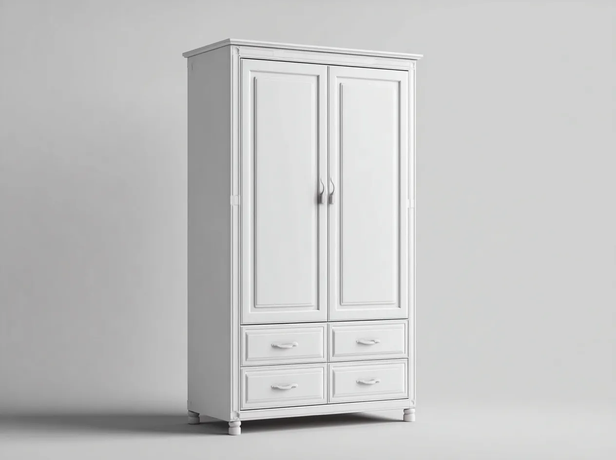 Armadio a 2 ante-legno-90x50x185 cm-bianco-stile classico-Pinegetbase