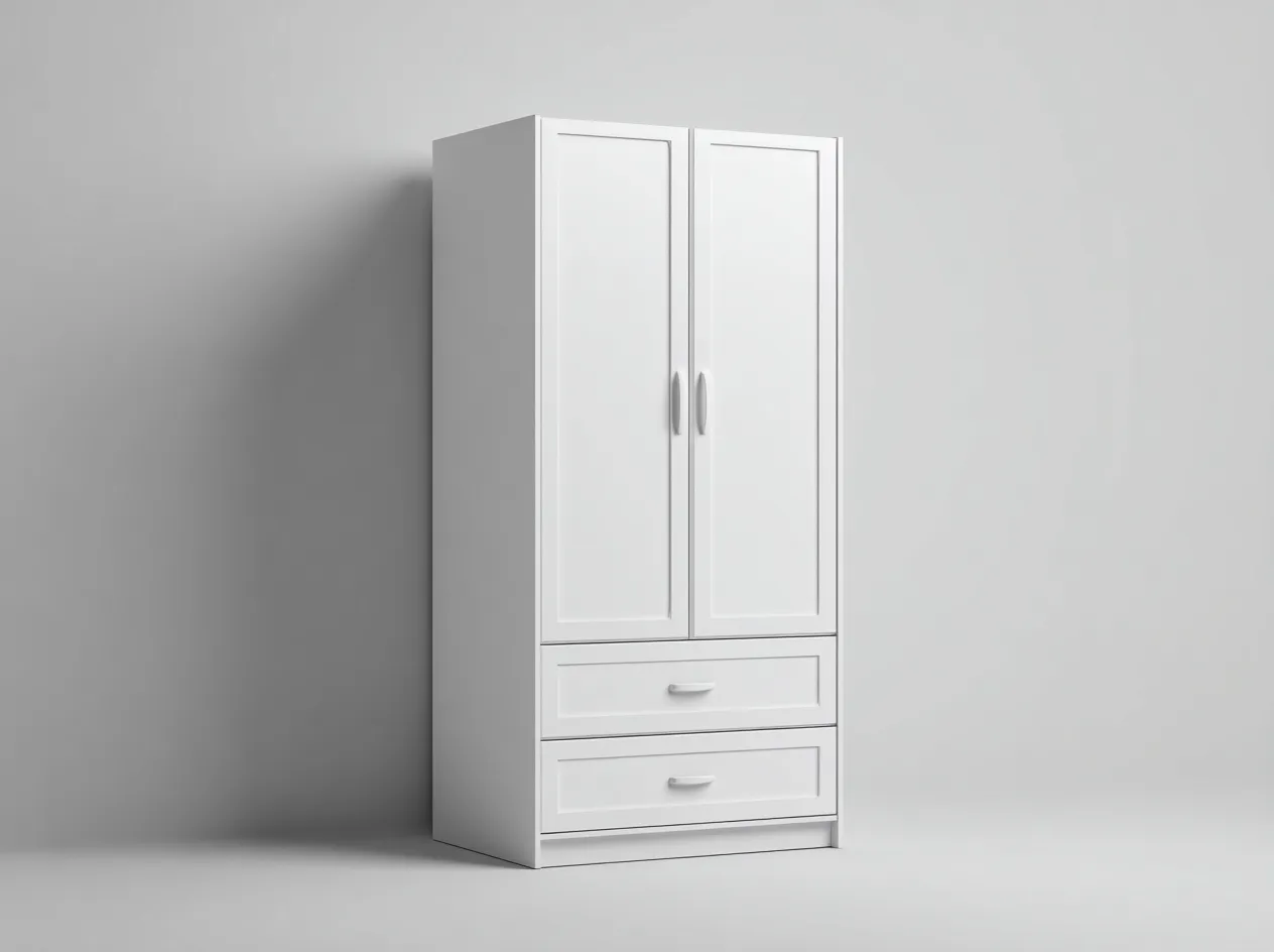 Armadio a 2 ante-legno-88x52x182 cm-bianco-stile classico-Pinegetbase