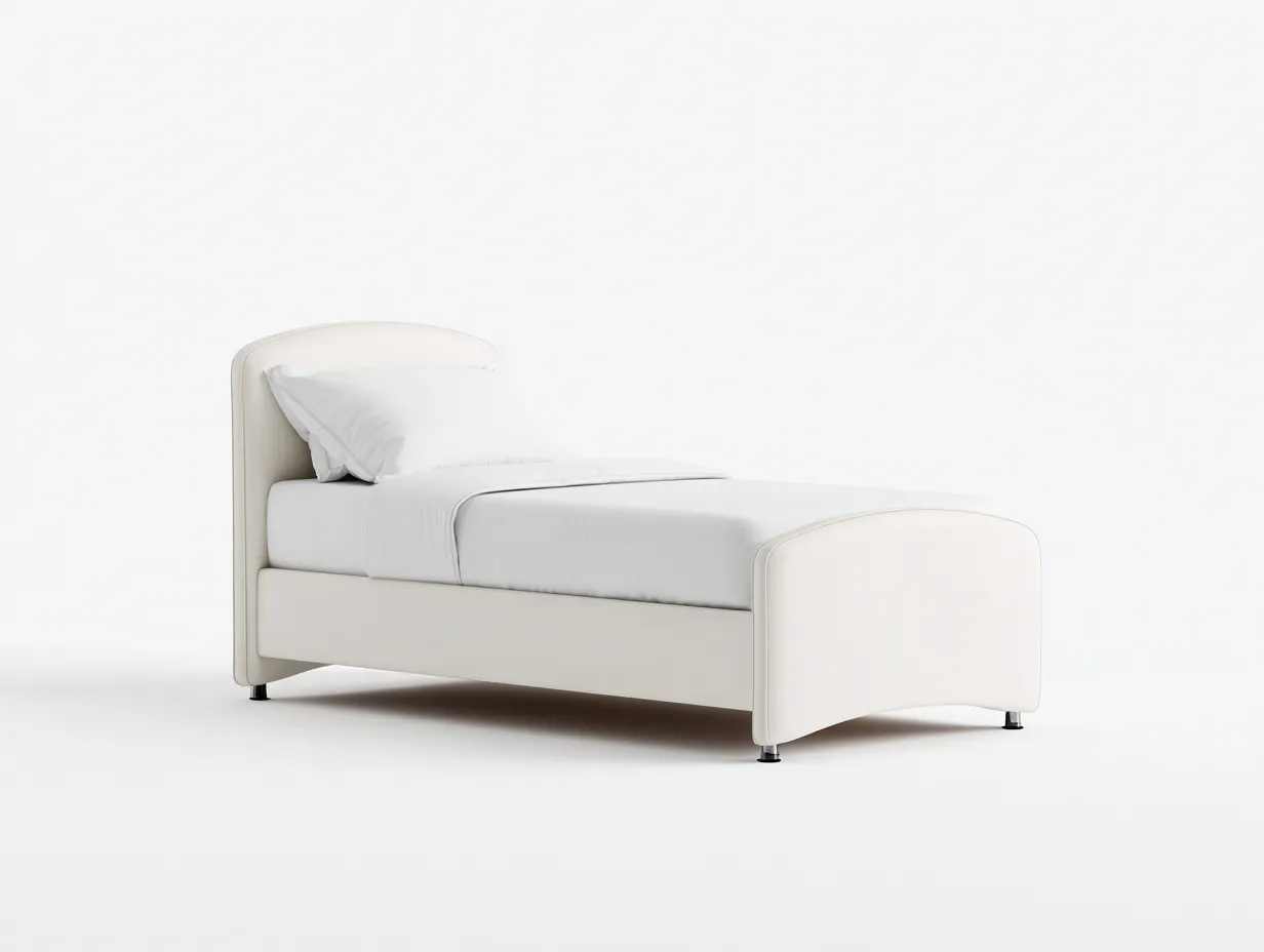 Letto singolo-Tessuto-198x92x94 cm-Bianco-Stile moderno-Pinegetbase
